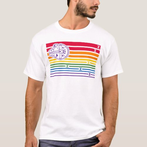 Millenium Falcon Rainbow Stripes T_Shirt