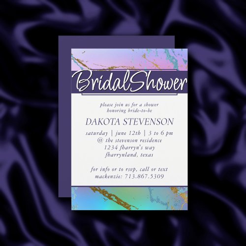 Millennial Marble  Playful Ombre Bridal Shower Invitation