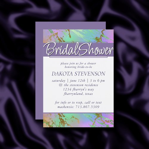 Millennial Marble  Playful Ombre Bridal Shower Invitation