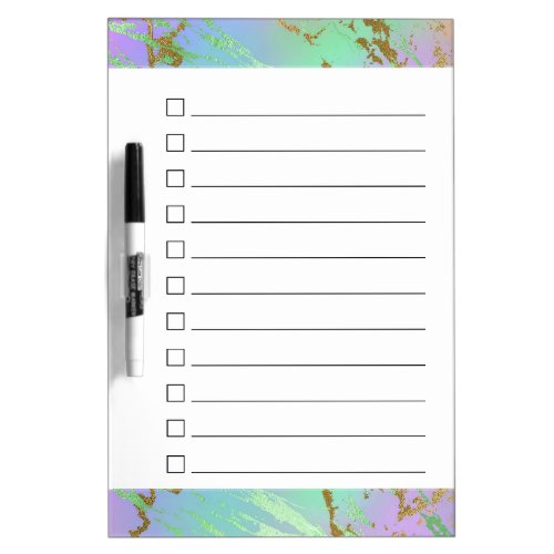 Millennial Marble  Playful Ombre Pastel Checklist Dry Erase Board