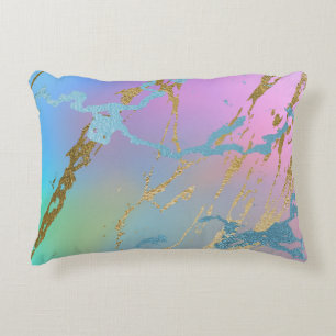 Millennial Marble   Playful Rainbow Pastel Ombre Accent Pillow