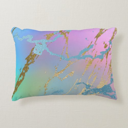 Millennial Marble  Playful Rainbow Pastel Ombre Accent Pillow
