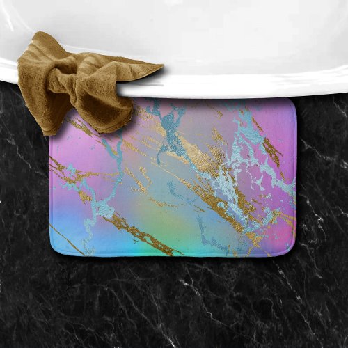 Millennial Marble  Playful Rainbow Pastel Ombre Bath Mat