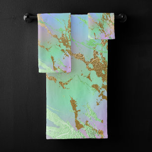 Millennial Marble Playful Rainbow Pastel Ombre Bath Towel Set