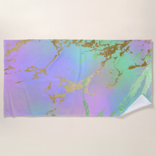 Millennial Marble Playful Rainbow Pastel Ombre Beach Towel