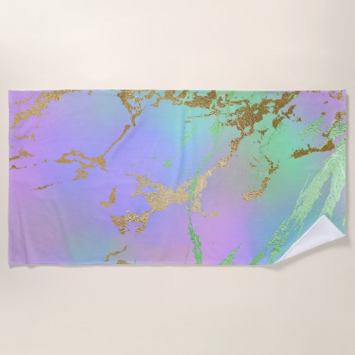 Millennial Marble  Playful Rainbow Pastel Ombre Beach Towel