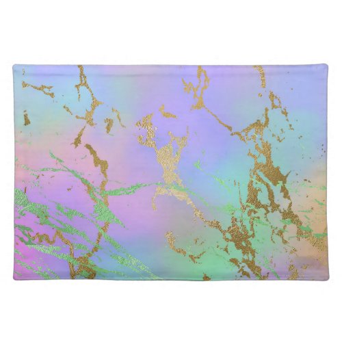 Millennial Marble  Playful Rainbow Pastel Ombre Cloth Placemat