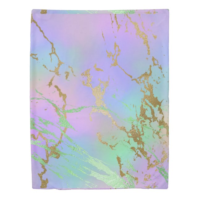 Millennial Marble | Playful Rainbow Pastel Ombre Duvet Cover (Front)