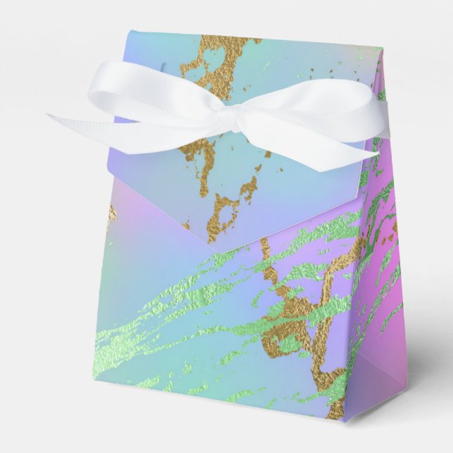 Millennial Marble | Playful Rainbow Pastel Ombre Favor Boxes (Front Side)
