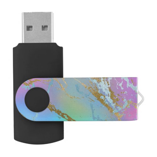 Millennial Marble  Playful Rainbow Pastel Ombre Flash Drive