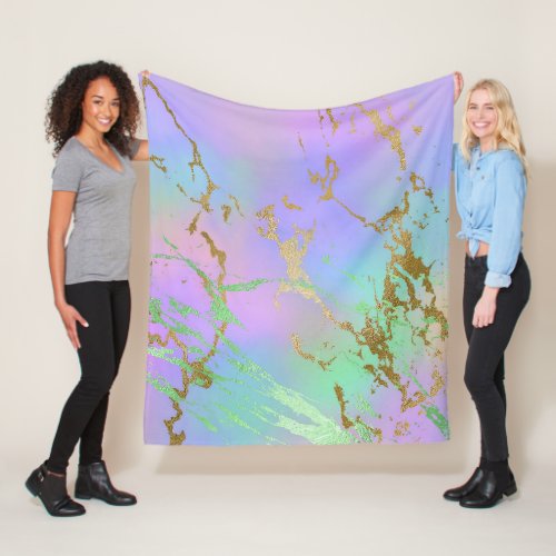 Millennial Marble  Playful Rainbow Pastel Ombre Fleece Blanket