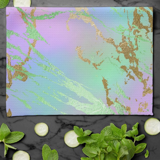 Millennial Marble | Playful Rainbow Pastel Ombre Kitchen Towel (Creator Uploaded)