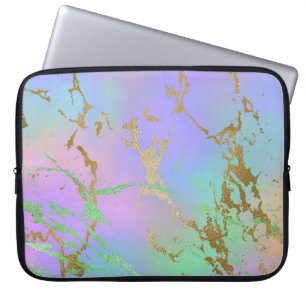 Millennial Marble Playful Rainbow Pastel Ombre Laptop Sleeve