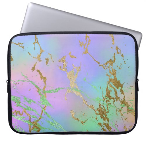 Millennial Marble  Playful Rainbow Pastel Ombre Laptop Sleeve