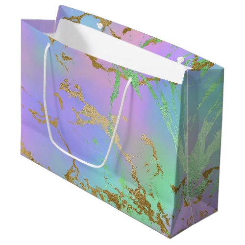 Millennial Marble  Playful Rainbow Pastel Ombre Large Gift Bag