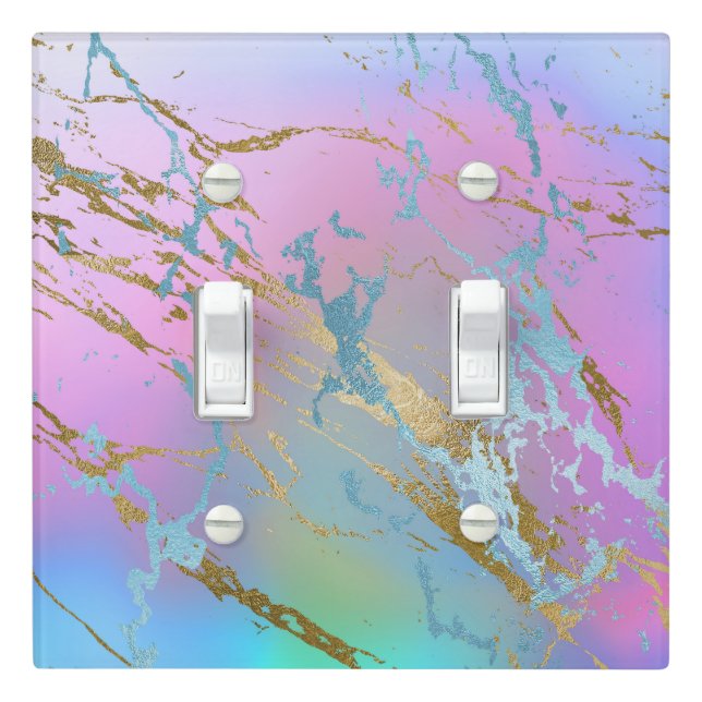 Millennial Marble | Playful Rainbow Pastel Ombre Light Switch Cover (In Situ)