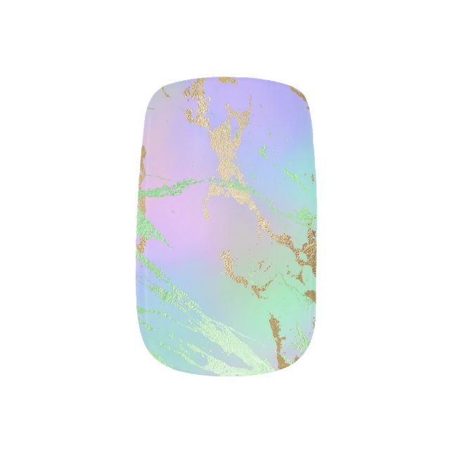 Millennial Marble | Playful Rainbow Pastel Ombre Minx Nail Art (Right Thumb)