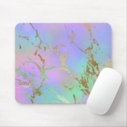 Millennial Marble  Playful Rainbow Pastel Ombre Mouse Pad