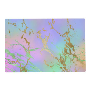 Millennial Marble   Playful Rainbow Pastel Ombre Placemat