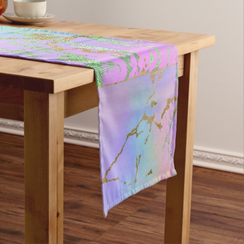 Millennial Marble  Playful Rainbow Pastel Ombre Short Table Runner