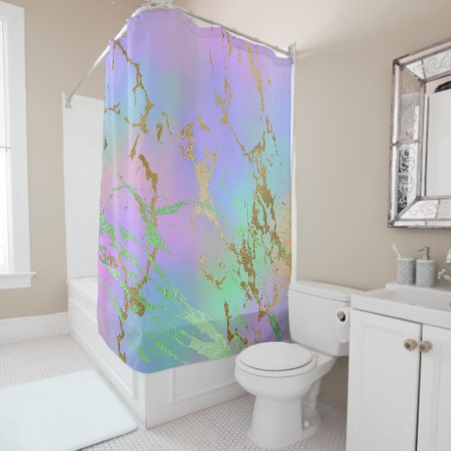 Millennial Marble  Playful Rainbow Pastel Ombre Shower Curtain