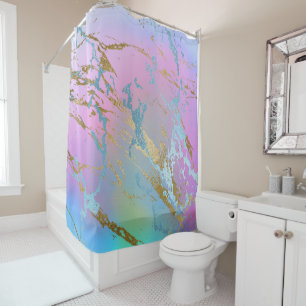 Millennial Marble Playful Rainbow Pastel Ombre Shower Curtain