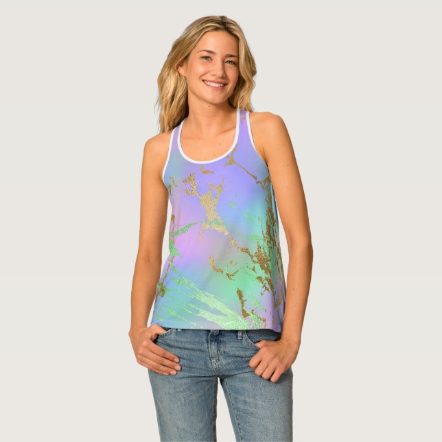 Millennial Marble | Playful Rainbow Pastel Ombre Tank Top (Front Full)