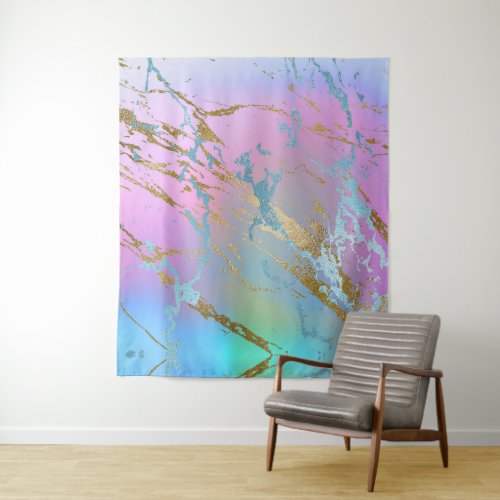 Millennial Marble  Playful Rainbow Pastel Ombre Tapestry