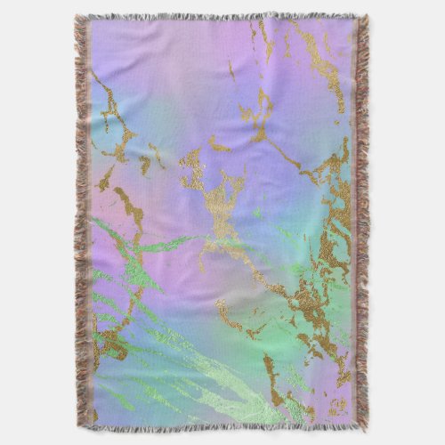 Millennial Marble  Playful Rainbow Pastel Ombre Throw Blanket