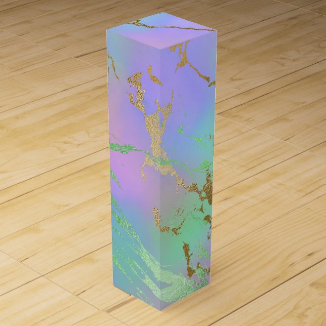 Millennial Marble | Playful Rainbow Pastel Ombre Wine Box (Front)