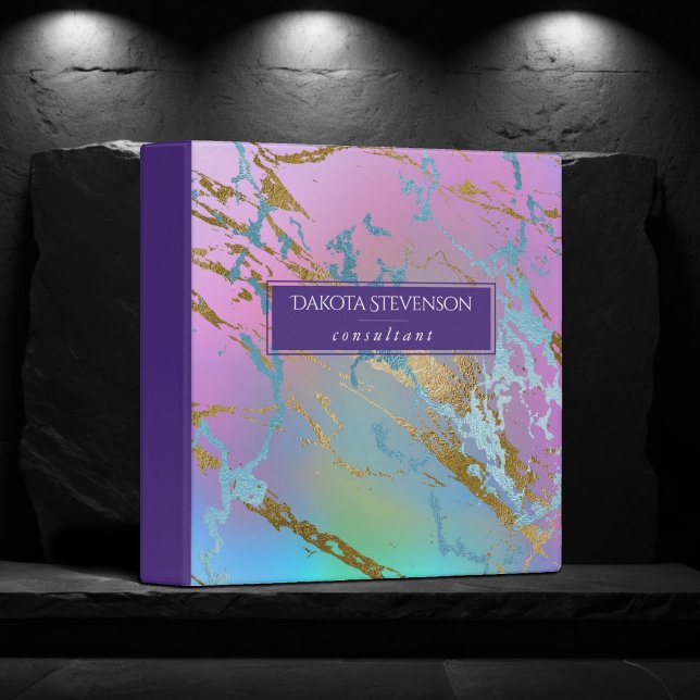 Millennial Marble | Rainbow Pastel Ombre Branding 3 Ring Binder (Creator Uploaded)
