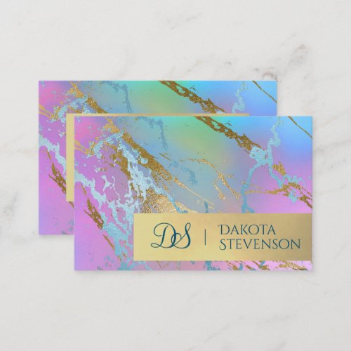 Millennial Marble  Rainbow Pastel Ombre Branding Business Card