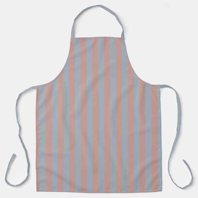 Millennial Pink And Ice Blue Color Block Stripes  Apron (Front)