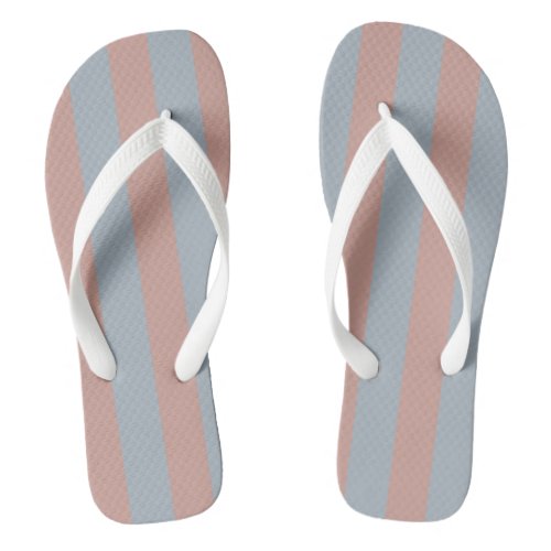 Millennial Pink And Ice Blue Color Block Stripes  Flip Flops
