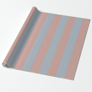 Millennial Pink And Ice Blue Color Block Stripes  Wrapping Paper