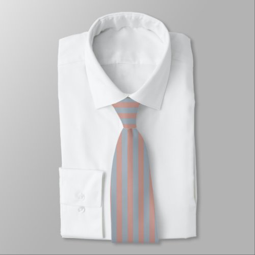 Millennial Pink And Ice Blue Gray Color Stripes Neck Tie