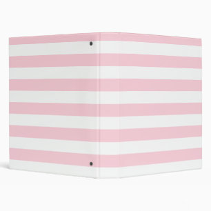 Millennial Pink and White Stripes 3 Ring Binder