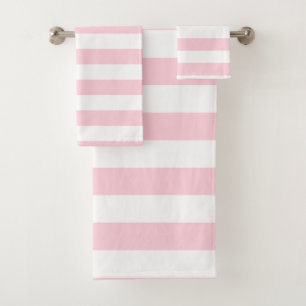 Millennial Pink and White Stripes Bath Towel Set
