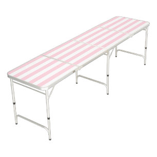 Millennial Pink and White Stripes Beer Pong Table