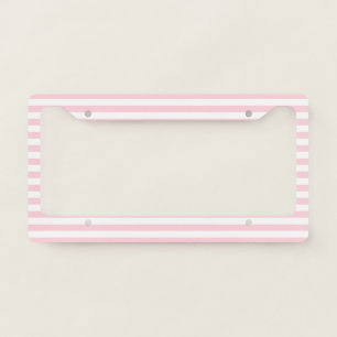 Millennial Pink and White Stripes License Plate Frame