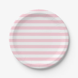 Millennial Pink and White Stripes Paper Plates