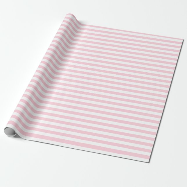 Millennial Pink and White Stripes Wrapping Paper (Unrolled)