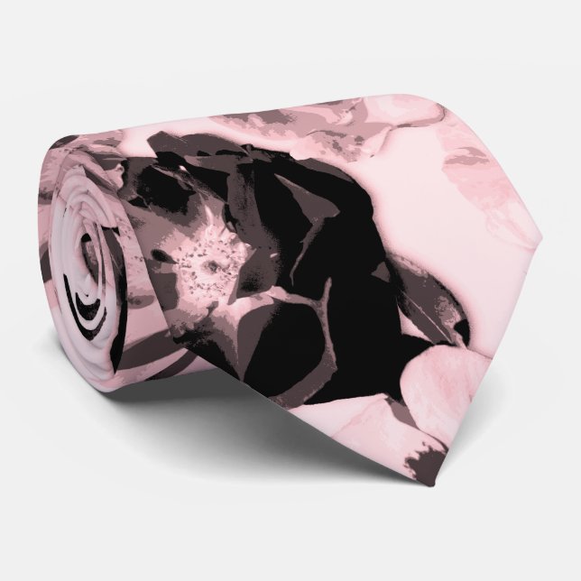 Millennial Pink Large Bloom Roses Tie (Rolled)
