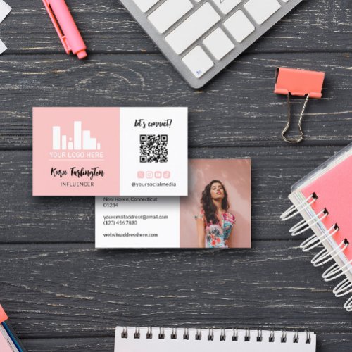 Millennial Pink Logo QR Code Photo Social Media Business Card