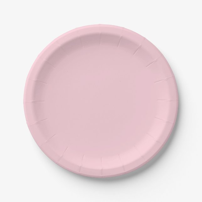 Millennial Pink Solid Color Paper Plates (Front)