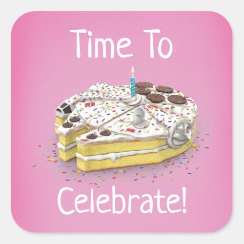 Millennium Falcon Birthday Cake Square Sticker