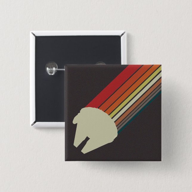 Millennium Falcon Retro Rainbow Graphic Button (Front & Back)
