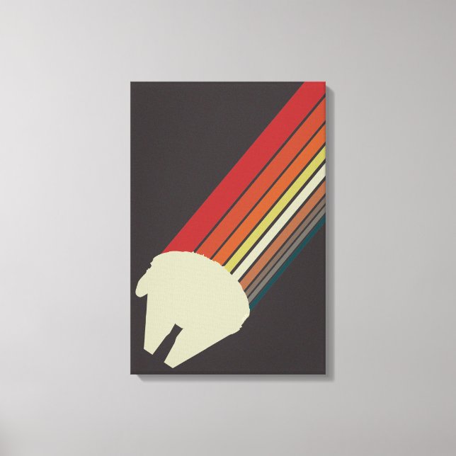 Millennium Falcon Retro Rainbow Graphic Canvas Print (Front)