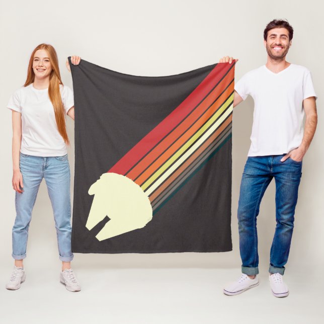 Millennium Falcon Retro Rainbow Graphic Fleece Blanket (In Situ)