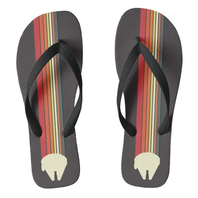 Millennium Falcon Retro Rainbow Graphic Flip Flops (Footbed)